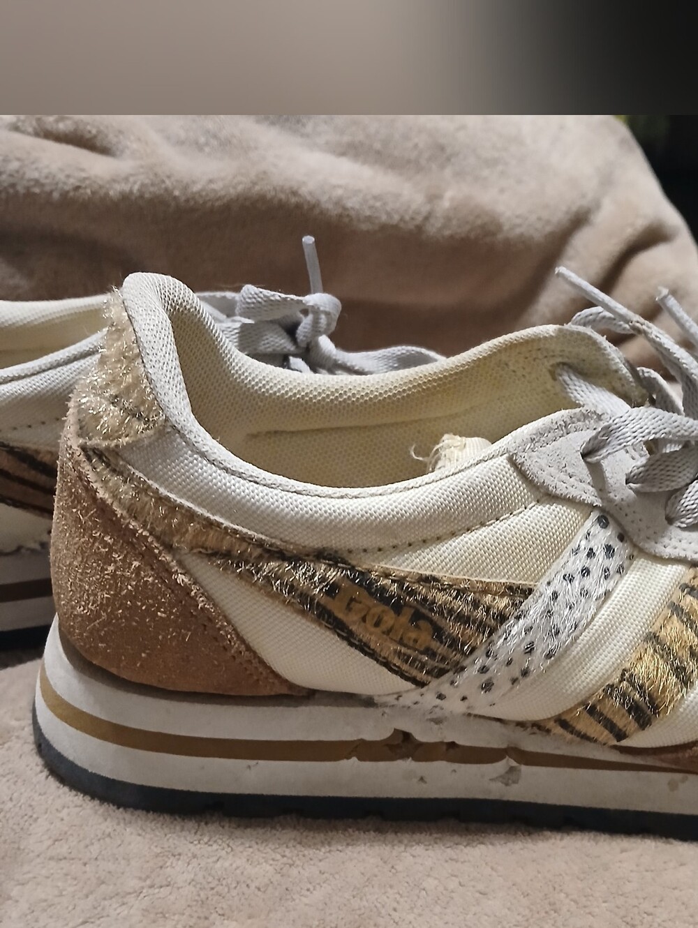 Gola Women's 7 Daytona Safari Sneakers in an off-white and caramel colorway fea